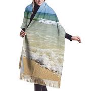 Oudrspo Bufanda Verano Playa Azul Mar Palmera Sol Acogedor Suave Moda Invierno Cálido Bufanda grande Mantón largo 77x27 pulgadas