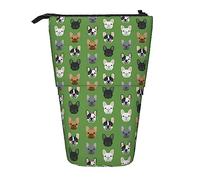 Oudrspo Bulldogs franceses Frenchie Lindo Perro Perros Caras de Perro Estuche para lápices, Estuche para lápices con Soporte, Estuche telescópico para lápices con Soporte para lápices
