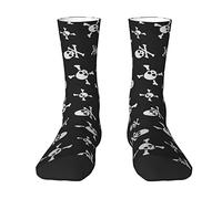Oudrspo Calavera y tibias cruzadas Mujer Hombre Calcetines de tripulación Calcetines de tripulación acolchados Calcetines de compresión atléticos