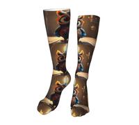 Oudrspo Calcetines de vestir con estampado divertido para hombre, diseño novedoso, regalo para hombres y mujeres, búho peculiar con gafas.