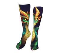 Oudrspo Calcetines de vestir con estampado divertido para hombre, diseño novedoso, regalo para hombres y mujeres, color dragón caprichoso y genial.