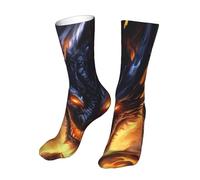 Oudrspo Calcetines divertidos con estampado de dragón negro y dorado para mujer y hombre, coloridos, alocados y divertidos, talla 9-11