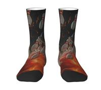 Oudrspo Calcetines divertidos Fiery Bowling Fiercely Dragon Urban Onslaught para hombres y mujeres, calcetines deportivos casuales transpirables y de moda para adultos.