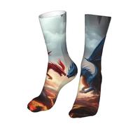 Oudrspo Calcetines divertidos y alocados con estampado de dragón de lava, novedosos para hombres, mujeres y adolescentes.