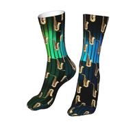 Oudrspo Calcetines para hombre y mujer con diseño de saxofón y instrumentos musicales