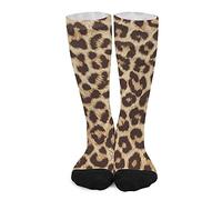 Oudrspo Calcetines unisex novedosos, calcetines de vestir a media pantorrilla con estampado de leopardo, calcetines deportivos, medias largas atléticas hasta la rodilla para niñas y mujeres
