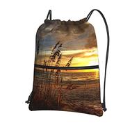 Oudrspo Calm Coastal Scene Ocio al aire libre Mochila con cordón con cremallera =>> 15.3 X 18in/ 39 X 46cm (LXH), buena para viajar, equipaje de mano, equipaje, acampar