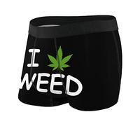 Oudrspo Calzoncillos bóxer Cortos para Hombre I Love Weed Calzoncillos Suaves Calzoncillos bóxer elásticos con Bolsa S-XXL