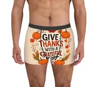 Oudrspo Calzoncillos bóxer de algodón para Hombre con Estampado de Acción de Gracias con un Corazón Agradecido.