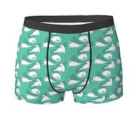 Oudrspo Calzoncillos Tipo bóxer para Hombre con diseño de Foca Animal, Calzoncillos de poliéster con Cintura elástica para Hombres y Adolescentes