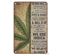 Oudrspo Cartel de hojalata vintage de aluminio con texto WeedThis House WeIt Eat It Vape It and Apply It Love Weed, 30 x 40 cm.