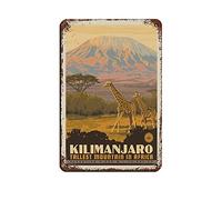 Oudrspo Cartel de viaje Kilimanjaro montaña más alta en África Vintage Tin Sign 8X12Inch Home Office Kitchen Pub Club Cafe Bar Farm Restaurant Collection Metal Wall Art Retro Placa