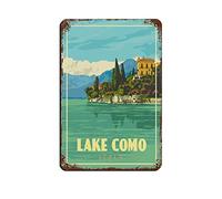 Oudrspo Cartel de viaje Lago Como Italia Cartel de chapa vintage 8X12 pulgadas Hogar Oficina Cocina Pub Club Café Bar Granja Restaurante Colección Metal Arte de la pared Placa retro