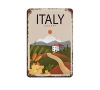 Oudrspo Cartel de viaje Toscana Italia Cartel de chapa vintage 8X12 pulgadas Hogar Oficina Cocina Pub Club Café Bar Granja Restaurante Colección Metal Arte de la pared Placa retro