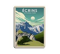 Oudrspo Cartel de viaje Vintage Ecrins National Park Cartel de chapa Vintage Metal Pub Club Café bar Hogar Arte de la pared Decoración Cartel Retro 12x16 pulgadas