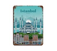 Oudrspo Cartel de viaje vintage Estambul Turquía Cartel retro Cartel de chapa de metal Pintura de hierro retro para Bar Man Cave Cafe Family Garage Poster Decoración de pared 12x16inch