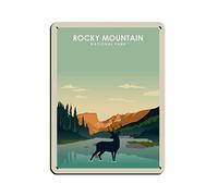 Oudrspo Cartel de viaje Vintage Rocky Mountains Park cartel de chapa Vintage Metal Pub Club Cafe bar hogar pared arte decoración cartel Retro 12x16 pulgadas