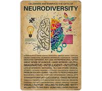 Oudrspo Cartel vintage de conocimiento sobre neurodiversidad, letrero de metal y aluminio, 20 x 30 cm, decoración de pared
