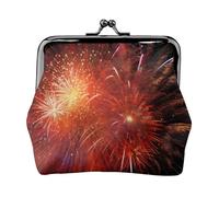 Oudrspo Cartera de Cuero con Cierre de Beso y Estampado 3D de Fuegos Artificiales y explosión de Fuegos Artificiales para Mujer: Monedero Compacto y Seguro