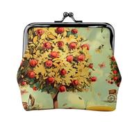 Oudrspo Cartera de Cuero con Cierre de Beso y Estampado de Coches bajo árboles frutales para Mujer: Monedero Compacto y Seguro