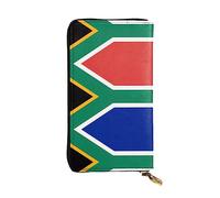 Oudrspo Cartera de Cuero - Elegante y Funcional Cartera para Mujer con múltiples Compartimentos y Cremallera. Estampados de la Bandera de Sudáfrica, Color Negro, Talla única.