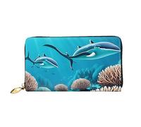 Oudrspo Cartera Larga con Cremallera para Mujer con diseño de Ballenas de Aguas Profundas, 7,48 x 4,13 Pulgadas, Incluye Ranuras para Tarjetas de crédito en el Interior, Ligera y Duradera.