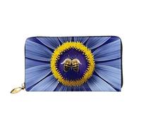 Oudrspo Cartera Larga con Cremallera para Mujer con diseño de Flor, corazón y Abeja, 7,48 x 4,13 Pulgadas, Incluye Ranuras para Tarjetas de crédito en el Interior, Ligera y Duradera.