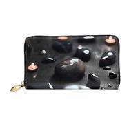 Oudrspo Cartera Larga con Cremallera para Mujer con Piedra de corazón Misterioso Negro, 7,48 x 4,13 Pulgadas, Viene con Ranuras para Tarjetas de crédito en el Interior, Liviana y Duradera.