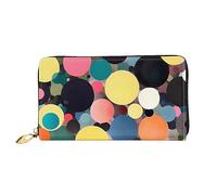 Oudrspo Cartera Larga con Cremallera para Mujer con Pintura Abstracta de círculos, 7,48 x 4,13 Pulgadas, Viene con Ranuras para Tarjetas de crédito en el Interior, Liviana y Duradera.