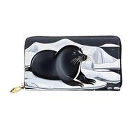 Oudrspo Cartera Larga con Cremallera para Mujer Seals On Ice, 7,48 x 4,13 Pulgadas, Viene con Ranuras para Tarjetas de crédito en el Interior, Liviana y Duradera.