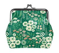 Oudrspo Cartera para Mujer con 8 pastos Verdes, Monedero pequeño para Mujer, con Bolsillo para Monedas con Cierre de Beso y Tarjetero, 11 x 12 cm