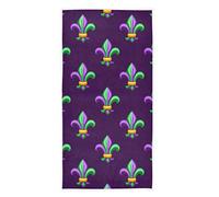 Oudrspo Chic Fleur-De-lis en Mardi Gras Colors Toallas de Mano para decoración del hogar, Grandes, Suaves y Muy absorbentes, multipropósito para baño, Hotel, Gimnasio y SPA