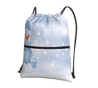 Oudrspo Christmas Happy Snowman Ocio al aire libre Cremallera Mochila con cordón =>> 15.3 X 18in/ 39 X 46cm (LXH), Bueno para viajar, Equipaje de mano, Equipaje, Camping