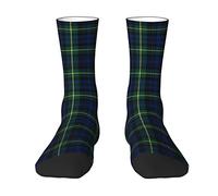 Oudrspo Clan Gordon Tartan azul oscuro y verde a cuadros hombres y mujeres calcetines de equipo, tartán a cuadros novedad moda casual equipo tubo calcetín deportivo atlético calcetines de vestir
