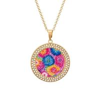 Oudrspo Collar circular con colgante de fuegos artificiales teñidos con diamantes para mujer