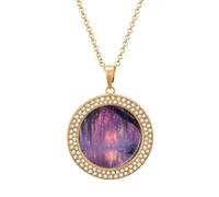 Oudrspo Collar con colgante brillante de Magical's Creek para mujer, collares de diamantes circulares
