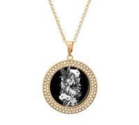 Oudrspo Collar con colgante de elfos, hadas, mariposas y flores para mujer, collares de diamantes circulares