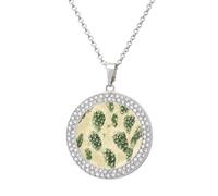 Oudrspo Collar con colgante de paisaje de espinas de cactus del desierto para mujer, collar de diamantes circulares