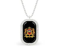 Oudrspo Collar personalizado con el escudo de armas de Marruecos para mujer, colgante rectangular, joyería de moda, regalo en oro y plata.