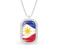 Oudrspo Collar personalizado con la bandera de Filipinas y Estados Unidos para mujer, colgante rectangular, joyería de moda, regalos, oro y plata.