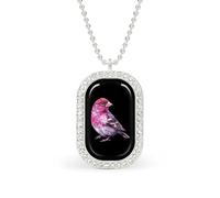 Oudrspo Collar personalizado con pájaro pinzón morado para mujer, collares con colgante rectangular, joyería de moda, regalos, oro y plata.