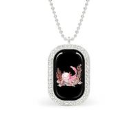 Oudrspo Collar personalizado de ajolote con acuarela para mujer, colgante rectangular, joyería de moda, regalo dorado y plateado.