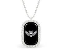 Oudrspo Collar personalizado de calavera y alas para mujer, colgante rectangular, joyería de moda, regalo en oro y plata.