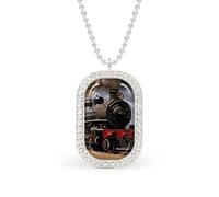 Oudrspo Collar personalizado de tren vintage para mujer, collares con colgante rectangular, joyería de moda, regalos, oro y plata.