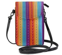 Oudrspo Colorful Ethnic Mexican Stripes Crossbody Phone Purse Small Mini Shoulder Bag Cell Phone Pouch Leather Wallet Best Gift for Valentines Day,Anniversary,Birthdays
