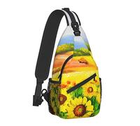 Oudrspo Colorido girasoles pintura al óleo Sling Bag para mujeres hombres,Bolsos de hombro cruzados Casual Sling Mochila Bolsa de pecho Viaje Senderismo Daypack al aire libre