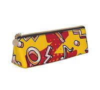 Oudrspo Colorido Graffiti Rock Music Hip Hop Art Pencil Pouch Triangle Pen Case Portable Pencil Bag Organizador de Cuero con Cremallera Bolsa de cosméticos