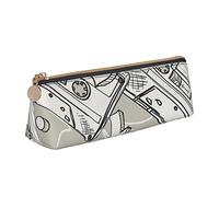 Oudrspo Colorido Graffiti Rock Music Hip Hop Art Pencil Pouch Triangle Pen Case Portable Pencil Bag Organizador de Cuero con Cremallera Bolsa de cosméticos