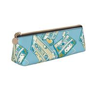 Oudrspo Colorido Graffiti Rock Music Hip Hop Art Pencil Pouch Triangle Pen Case Portable Pencil Bag Organizador de Cuero con Cremallera Bolsa de cosméticos