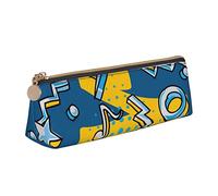 Oudrspo Colorido Graffiti Rock Music Hip Hop Art Pencil Pouch Triangle Pen Case Portable Pencil Bag Organizador de Cuero con Cremallera Bolsa de cosméticos